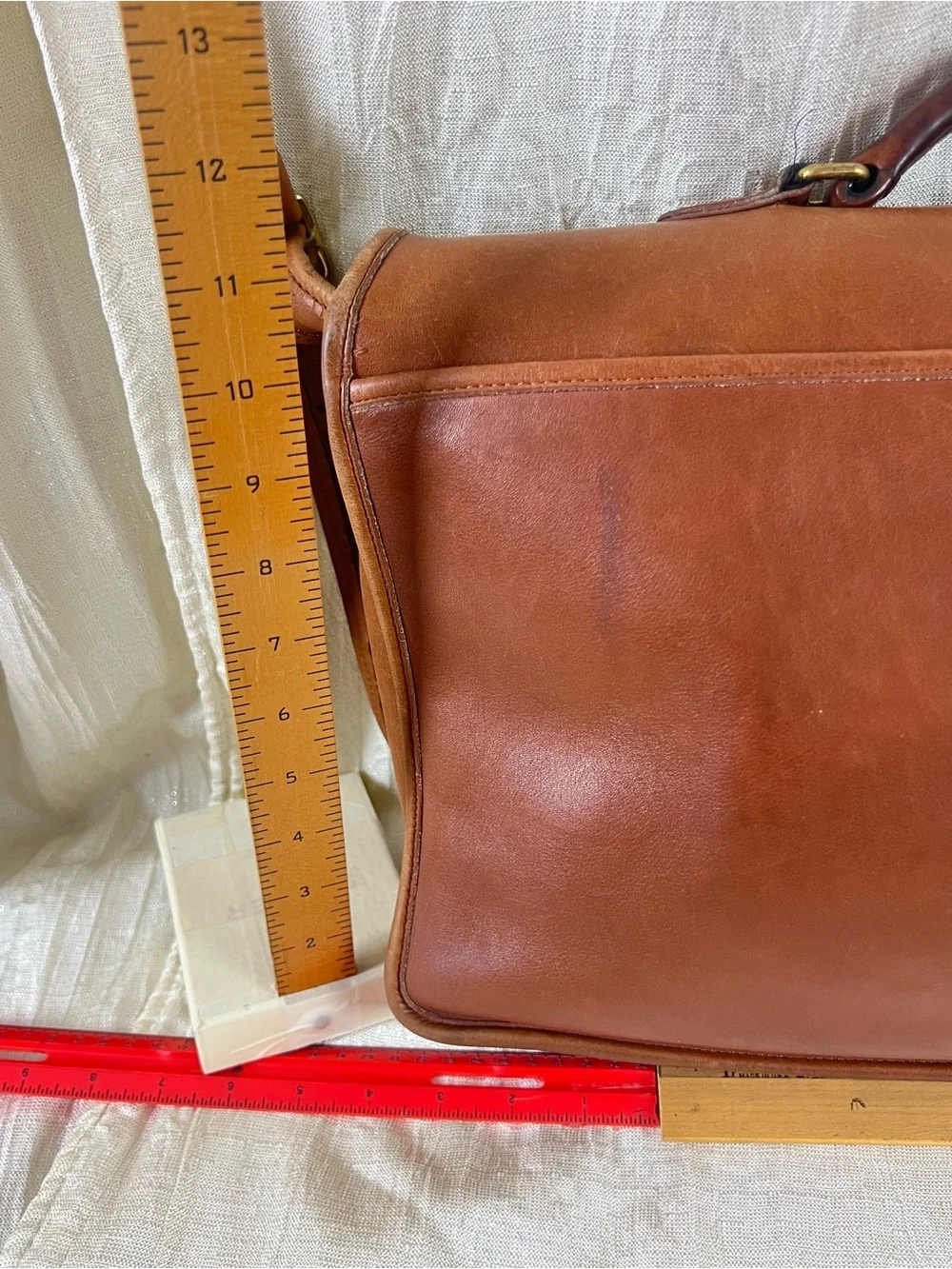 Vintage Coach 5180 USA Leather Briefcase Messenger Bag Tan Brown Hangtag